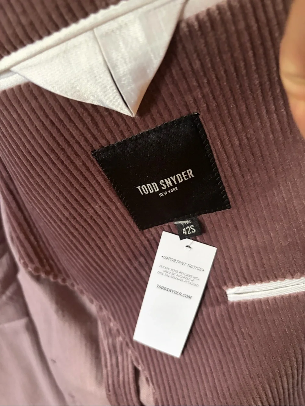 NWT Todd Snyder Mauve Italian Wide Wale Corduroy Madison Jacket